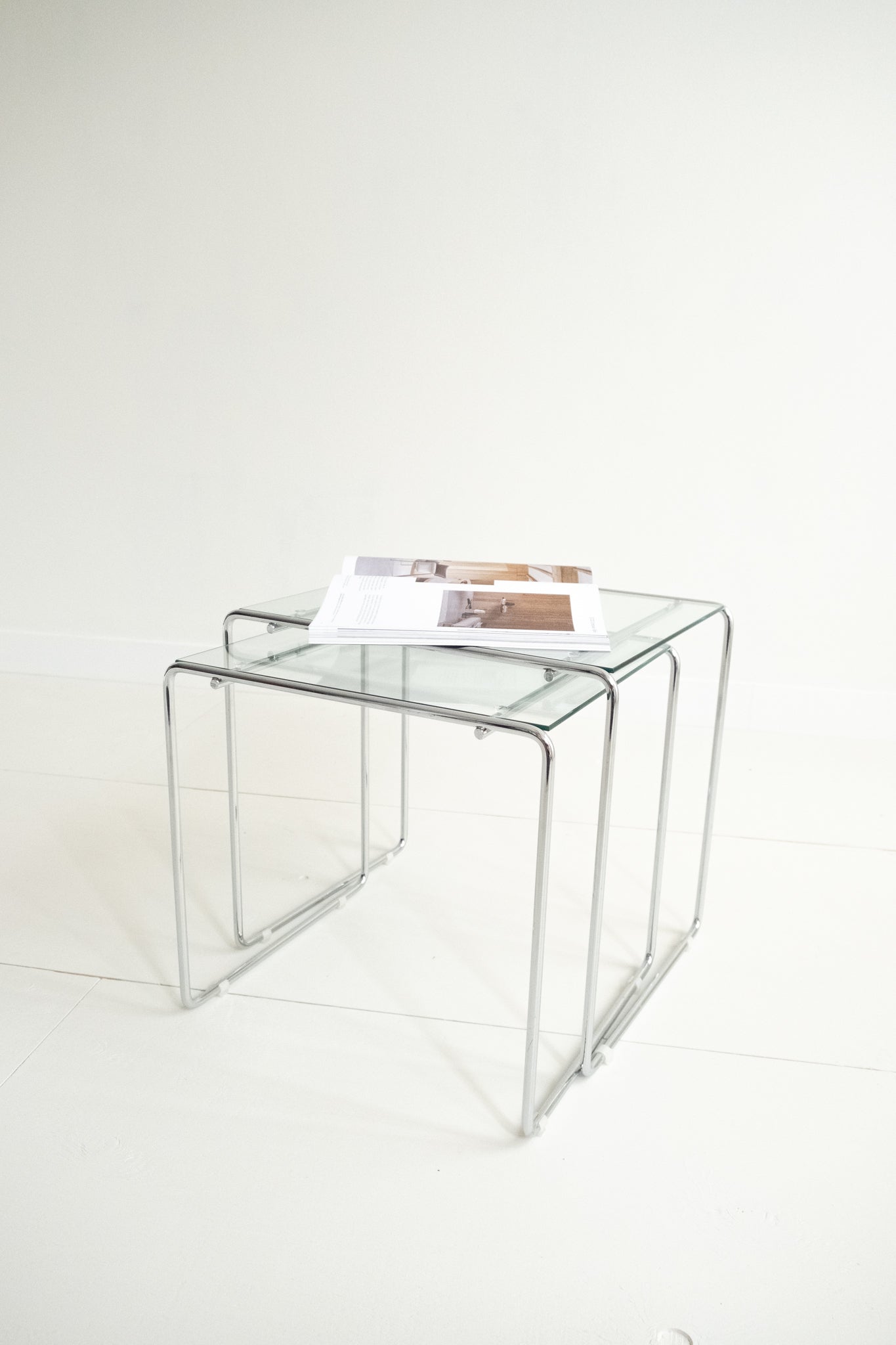 Chroom Mimiset glas Nesting Tables