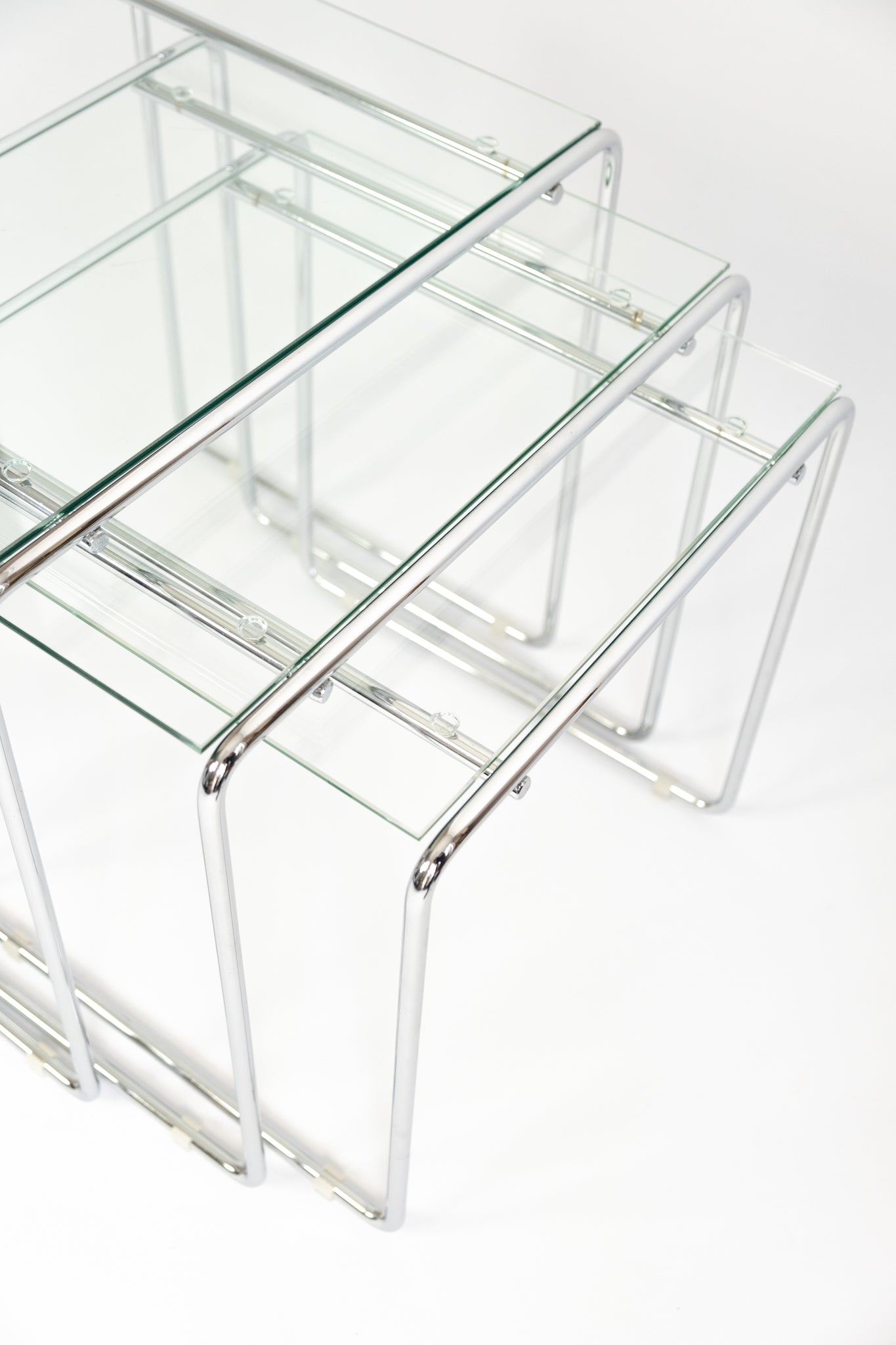 Chroom Mimiset glas Nesting Tables